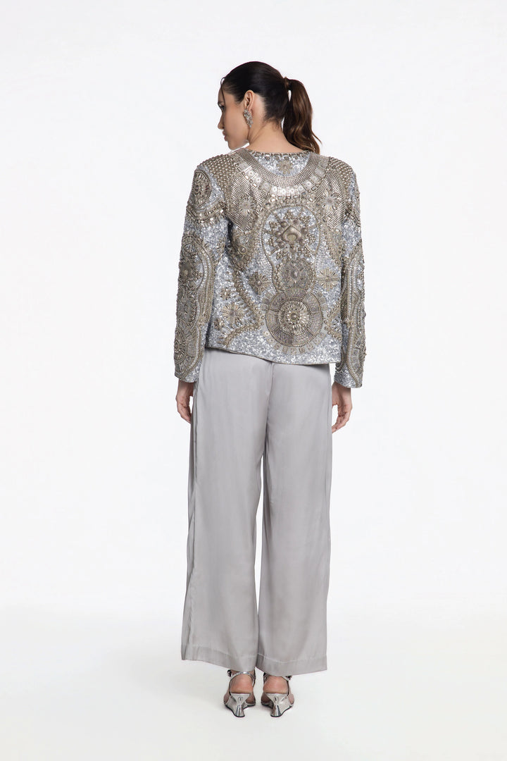 Lambani Style Front Open Jacket Pants And Brallete Set-Jacket-Siddhartha Bansal