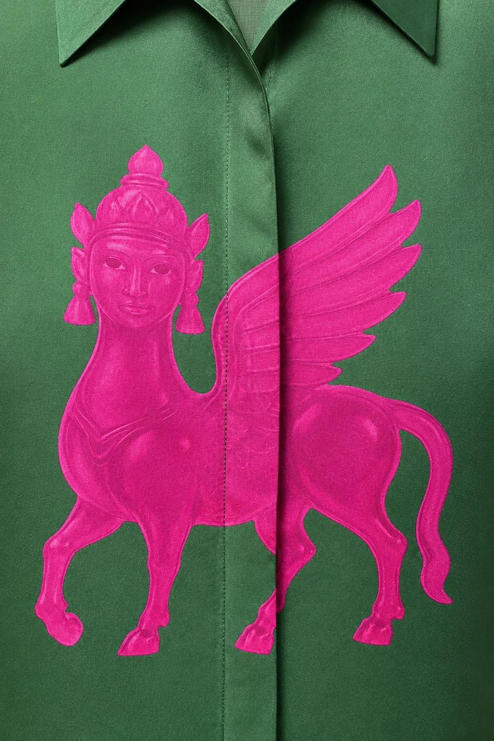 Emerald Kamdhenu Silk Shirt-Shirts-Siddhartha Bansal