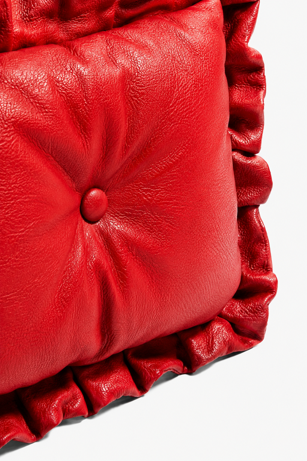 Ruby Red Ruffle Cushion Clutch-Bags-Siddhartha Bansal