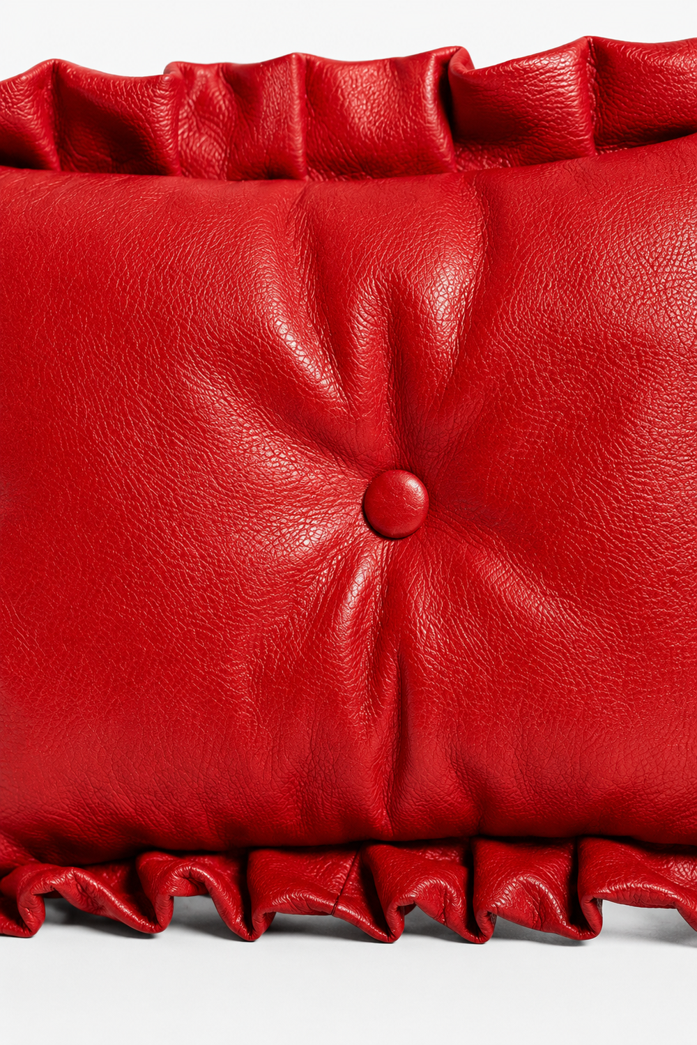 Ruby Red Ruffle Cushion Clutch-Bags-Siddhartha Bansal