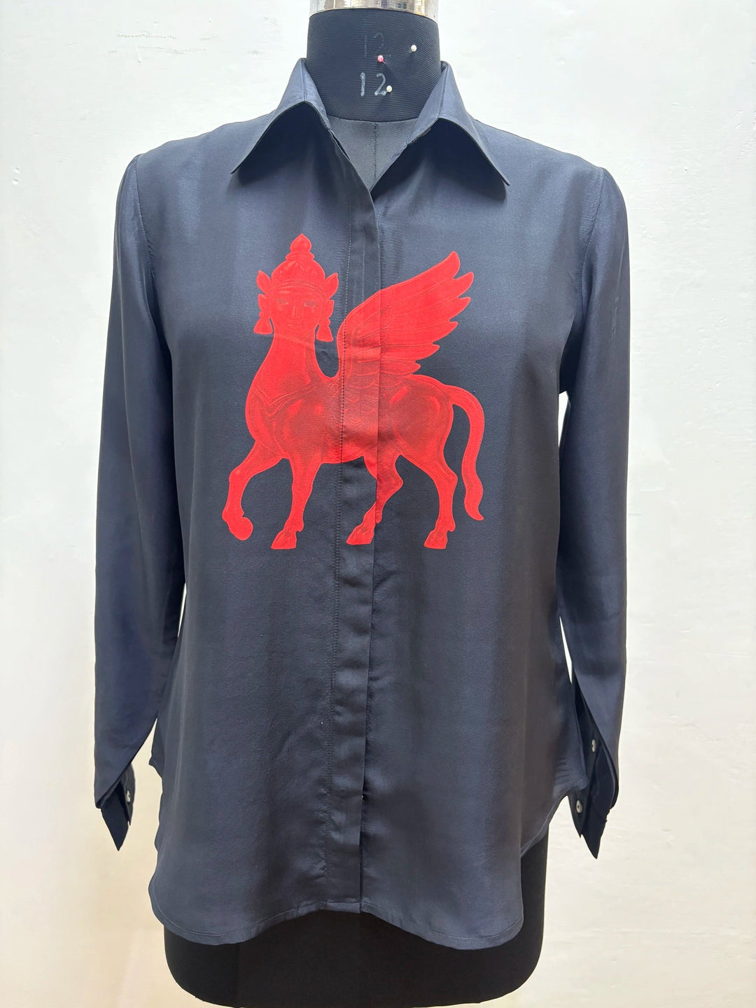 Obsidian Kamdhenu Silk Shirt-Shirts-Siddhartha Bansal