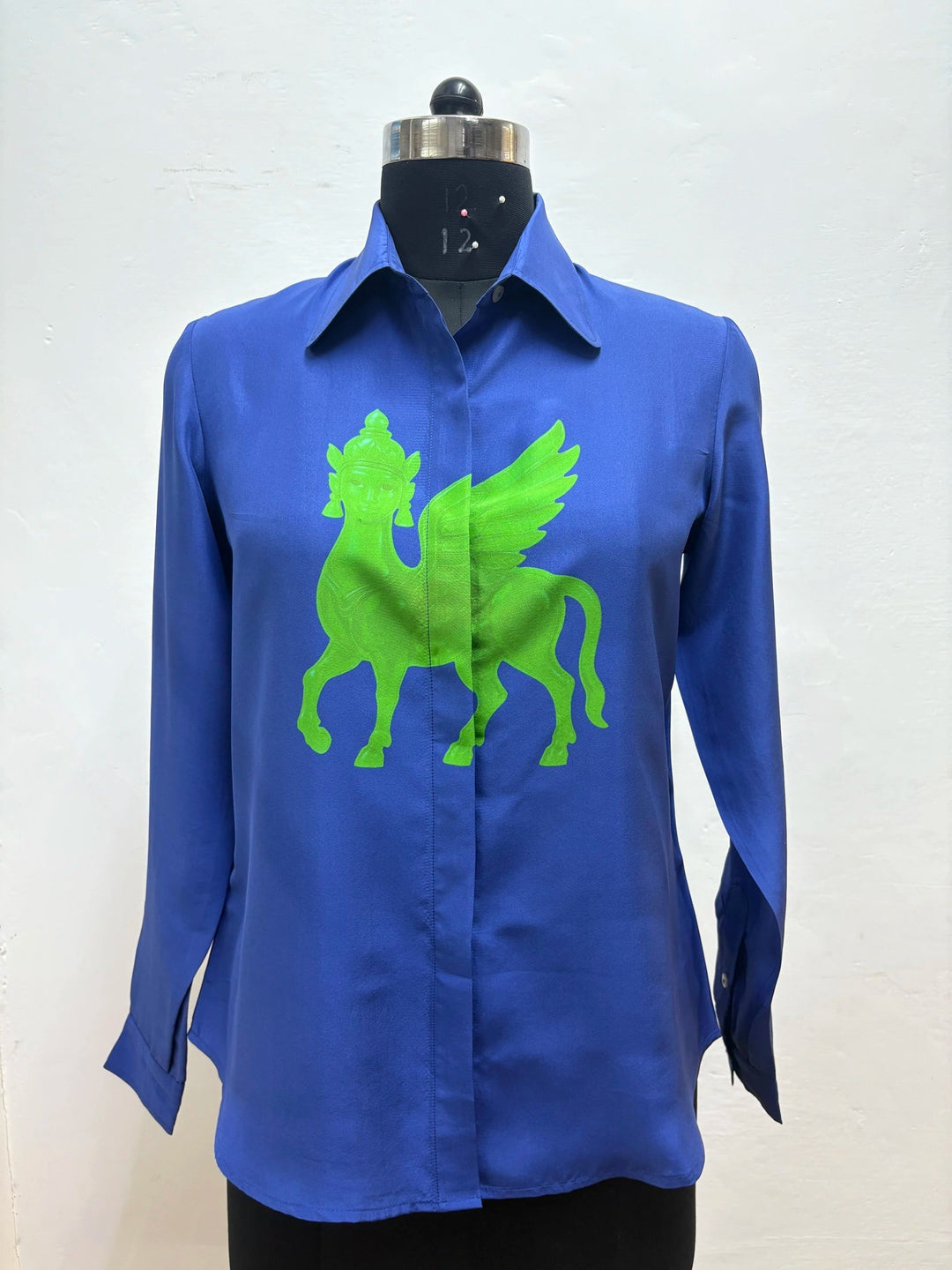 Sapphire Kamdhenu Silk Shirt-Shirts-Siddhartha Bansal