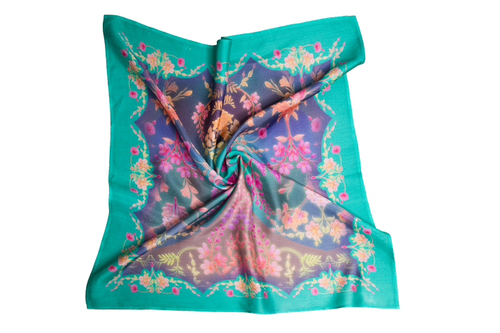 Aqua Pink  Petals Scarf