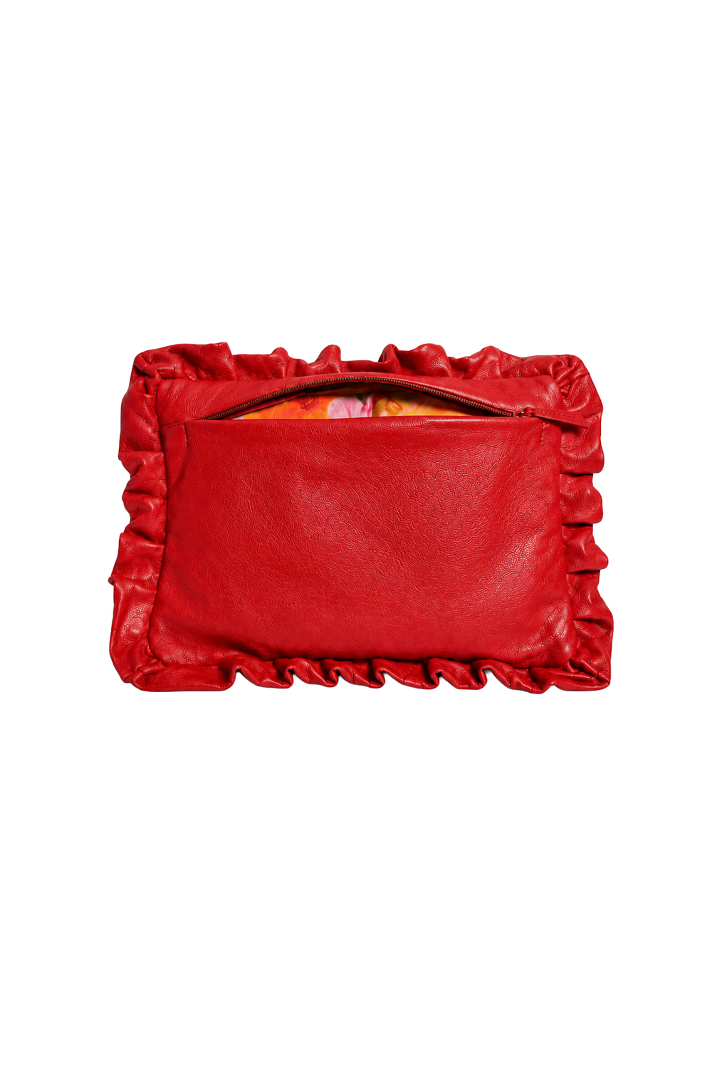 Ruby Red Ruffle Cushion Clutch-Bags-Siddhartha Bansal