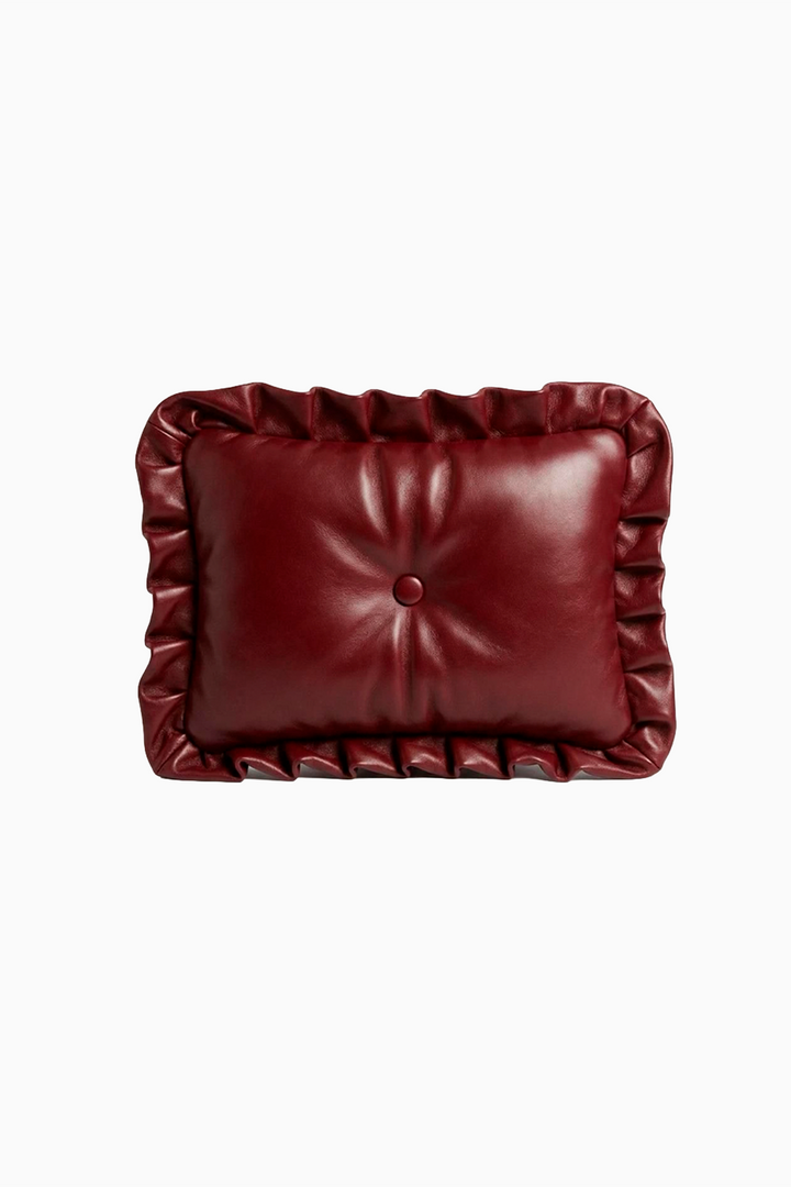 Deep Wine Ruffle Cushion Clutch-Bags-Siddhartha Bansal