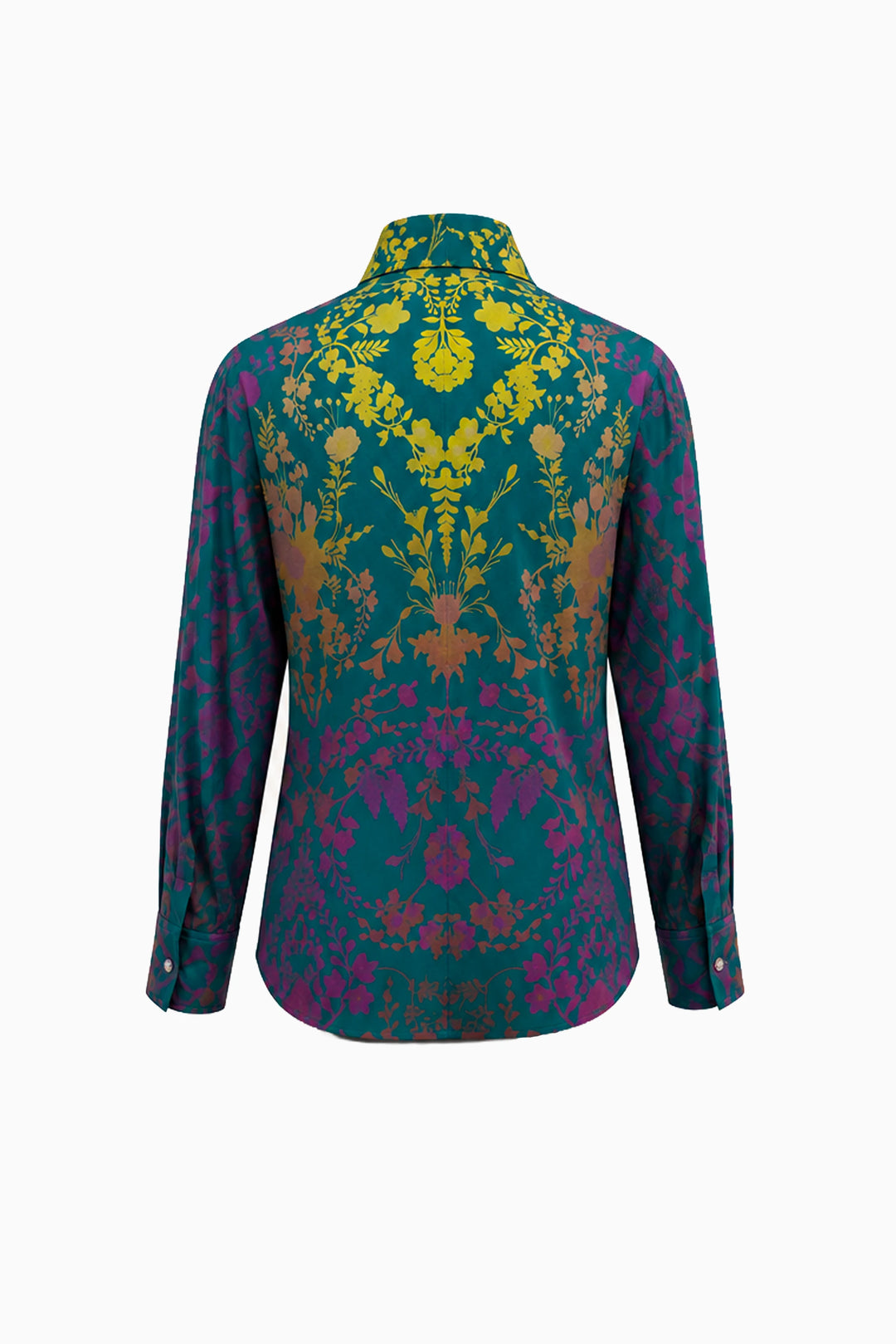 Teal Ombre Damask Jewel Shirt-Shirts-Siddhartha Bansal