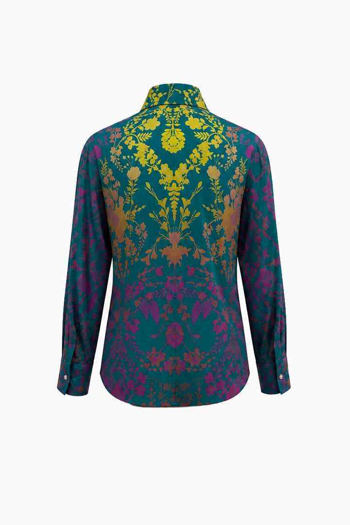 Teal Ombre Damask Jewel Shirt-Shirts-Siddhartha Bansal
