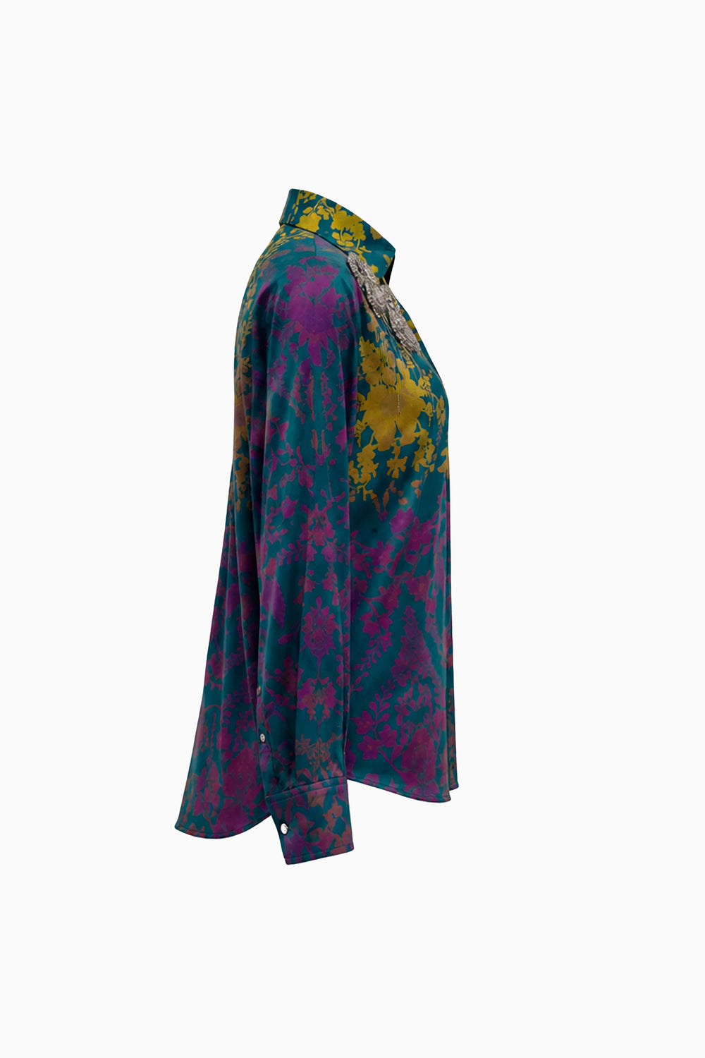 Teal Ombre Damask Jewel Shirt-Shirts-Siddhartha Bansal