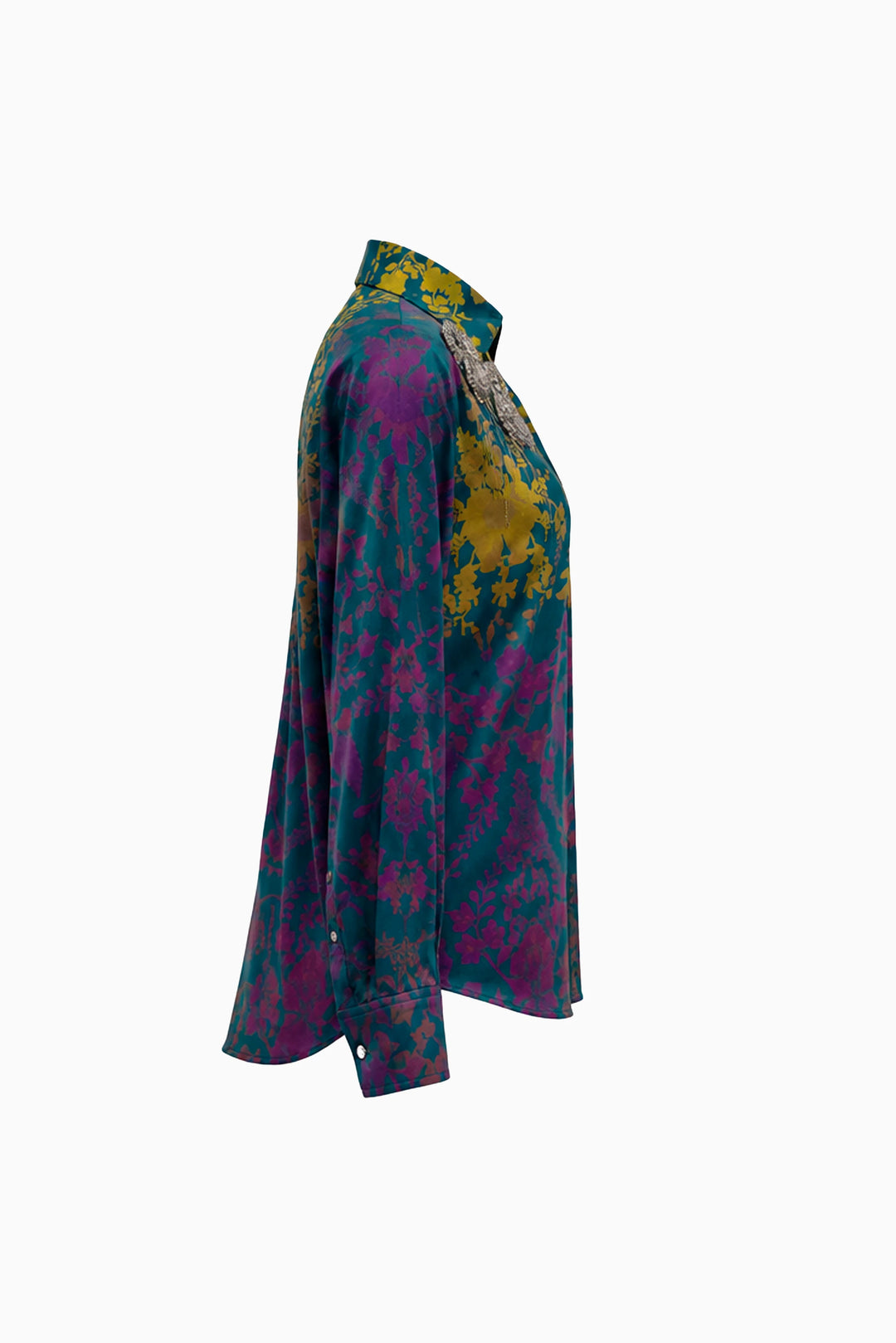 Teal Ombre Damask Jewel Shirt-Shirts-Siddhartha Bansal