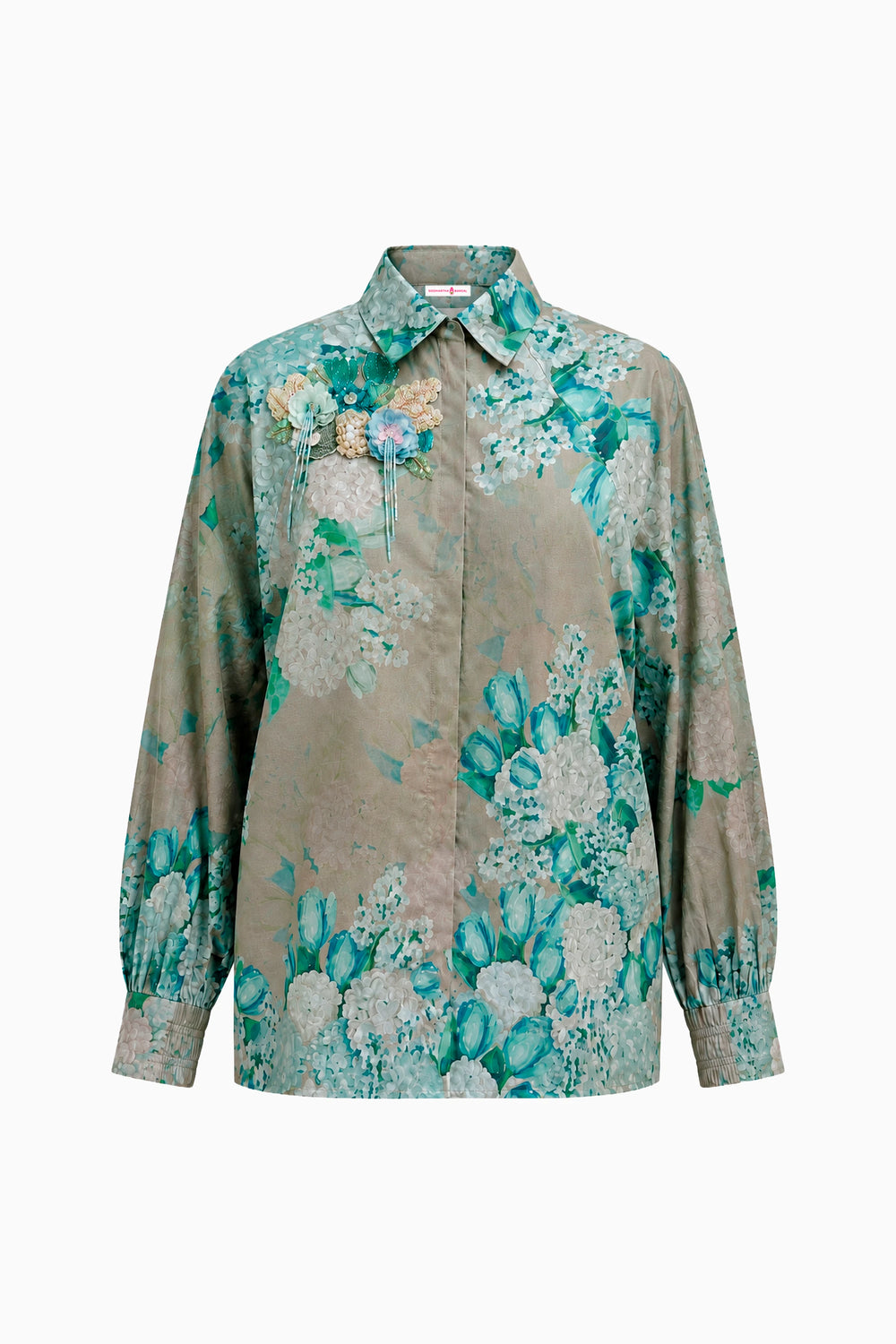 Teal Bloom Rhapsody Shirt-Shirts-Siddhartha Bansal