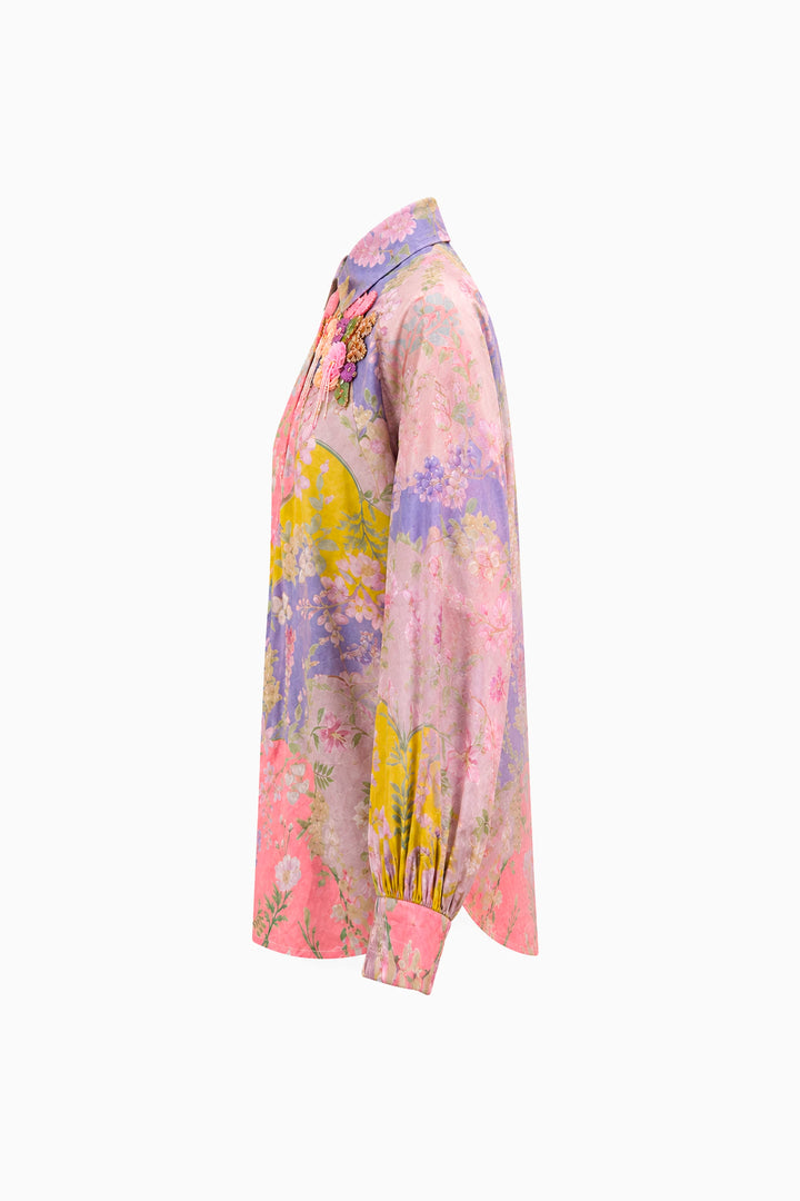 Lavender Baroque Garden Cotton Shirt-Shirts-Siddhartha Bansal