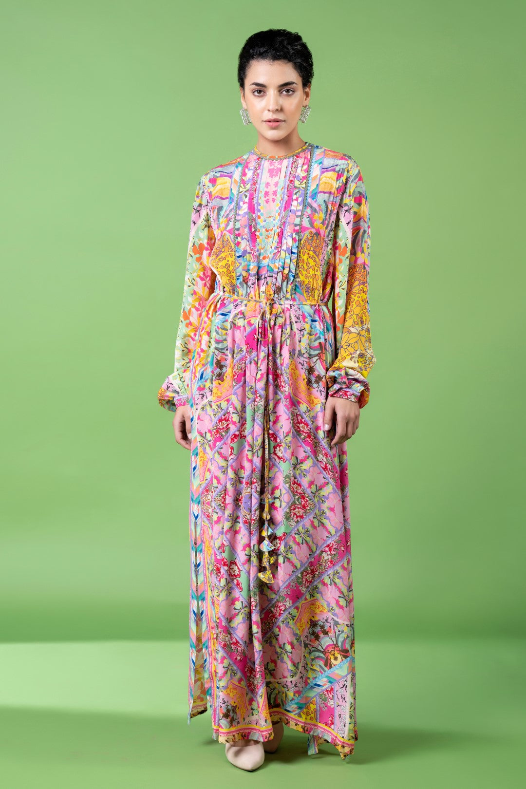 Mix Print Kaftan Dress-Siddhartha Bansal