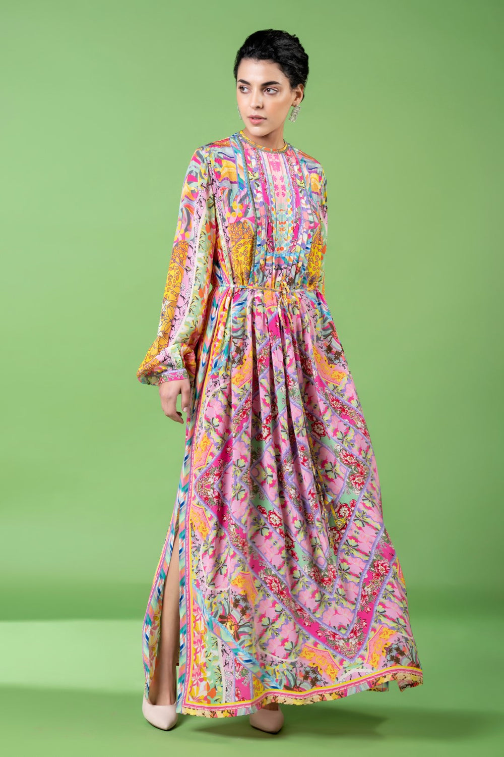 Mix Print Kaftan Dress-Siddhartha Bansal