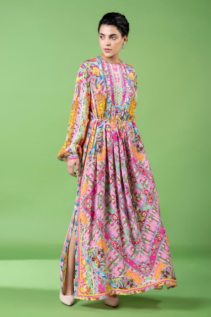 Mix Print Kaftan Dress-Siddhartha Bansal