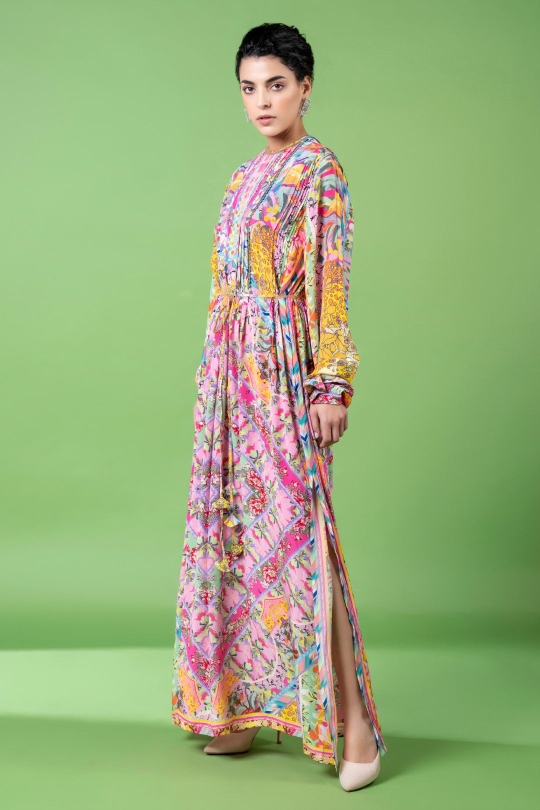 Mix Print Kaftan Dress-Siddhartha Bansal