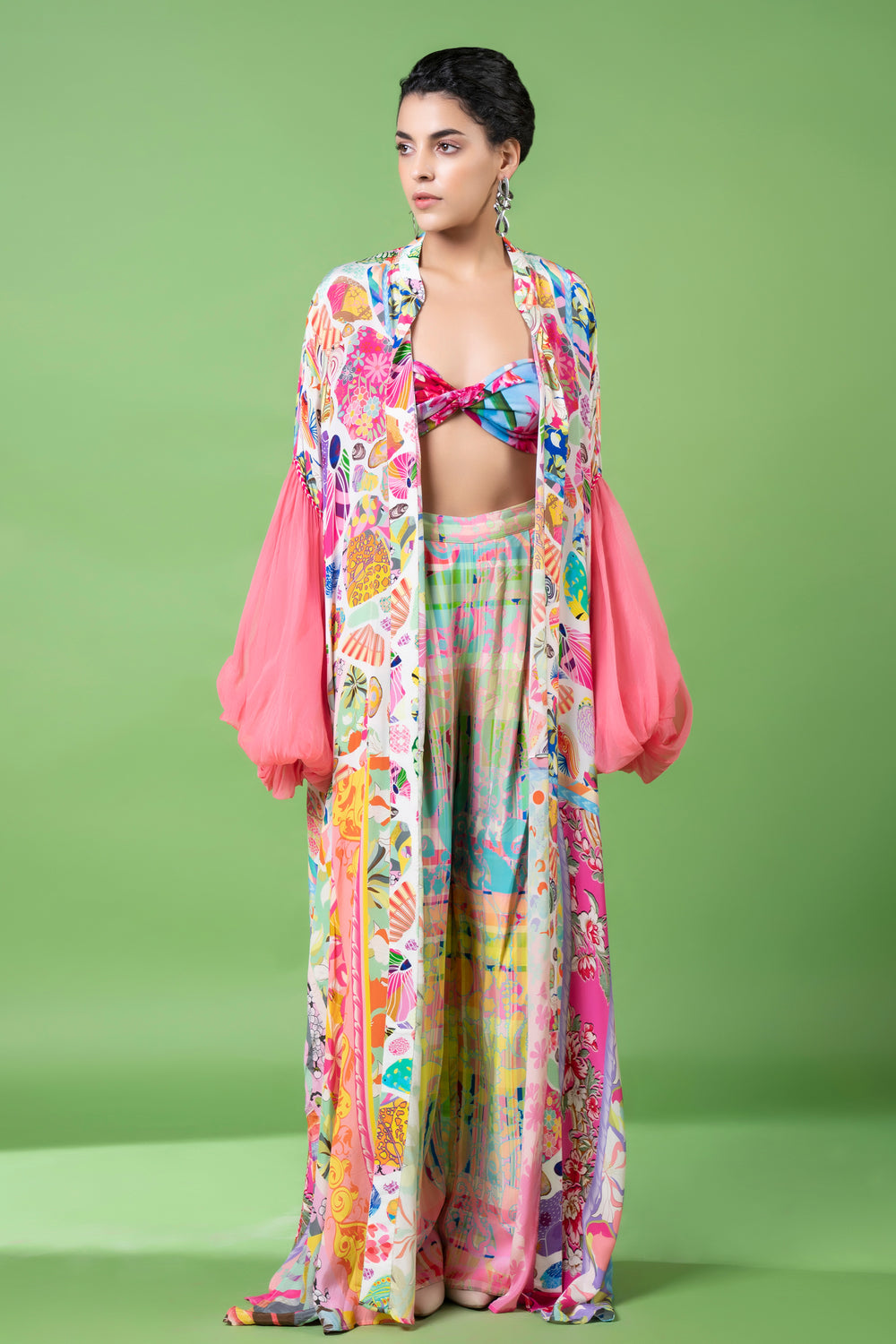 White Block Printed Shrug-Siddhartha Bansal