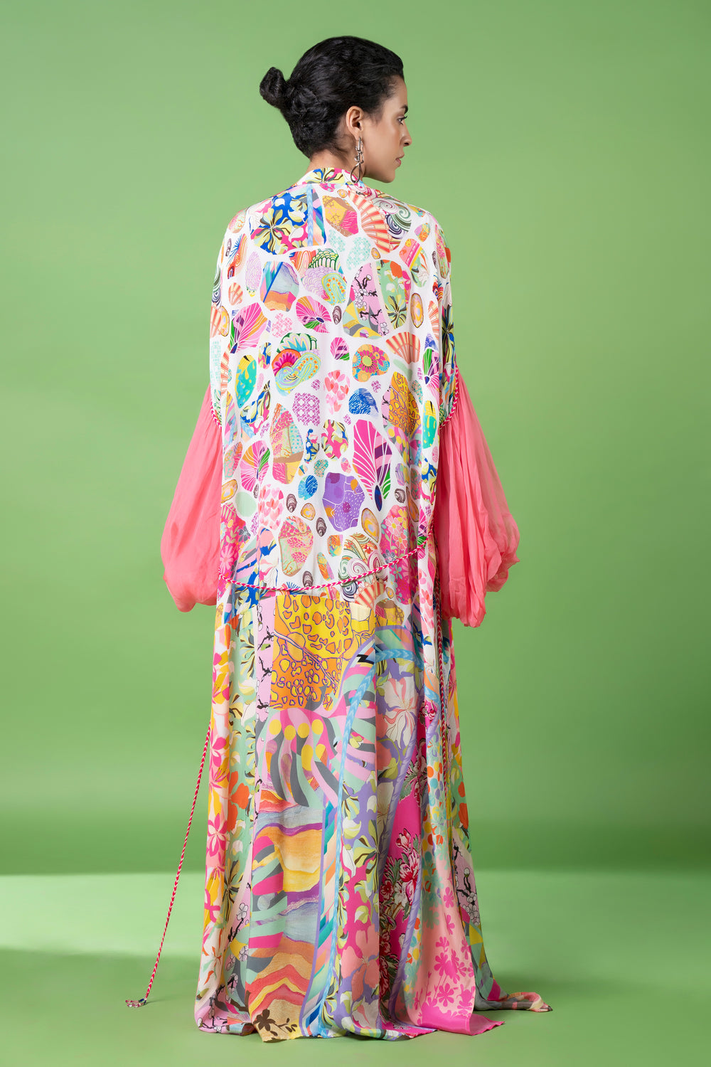 White Block Printed Shrug-Siddhartha Bansal