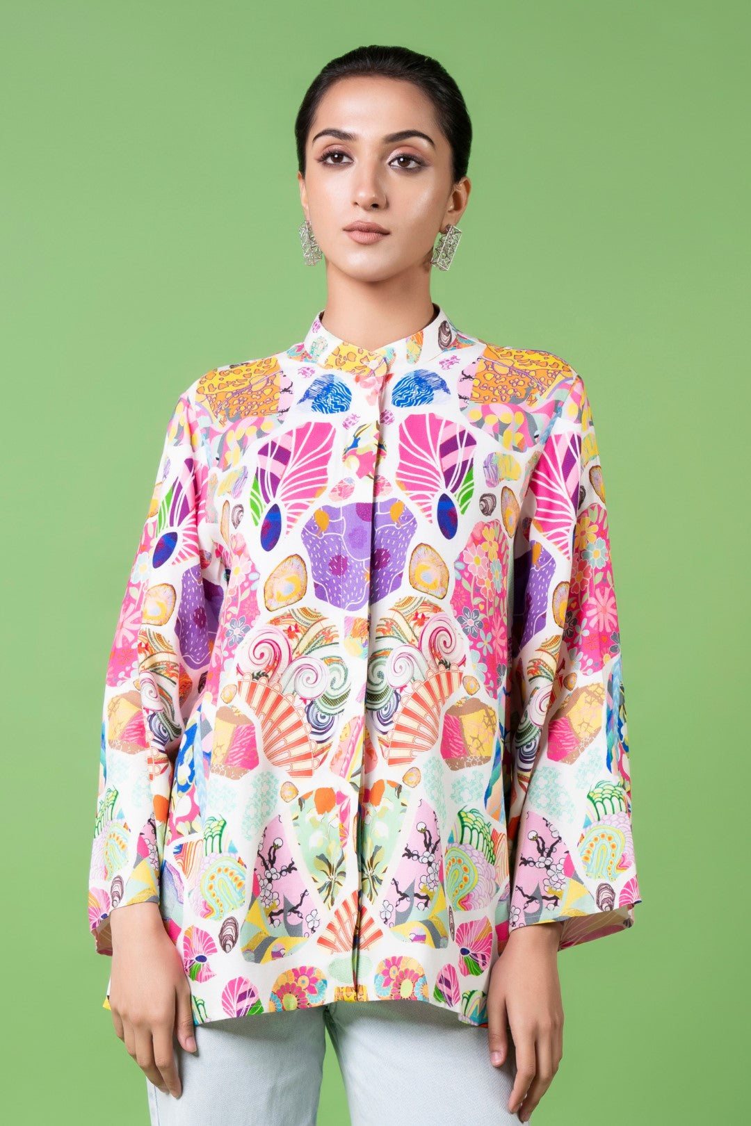 White Block Print Shirt-Siddhartha Bansal
