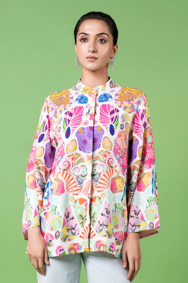 White Block Print Shirt-Siddhartha Bansal