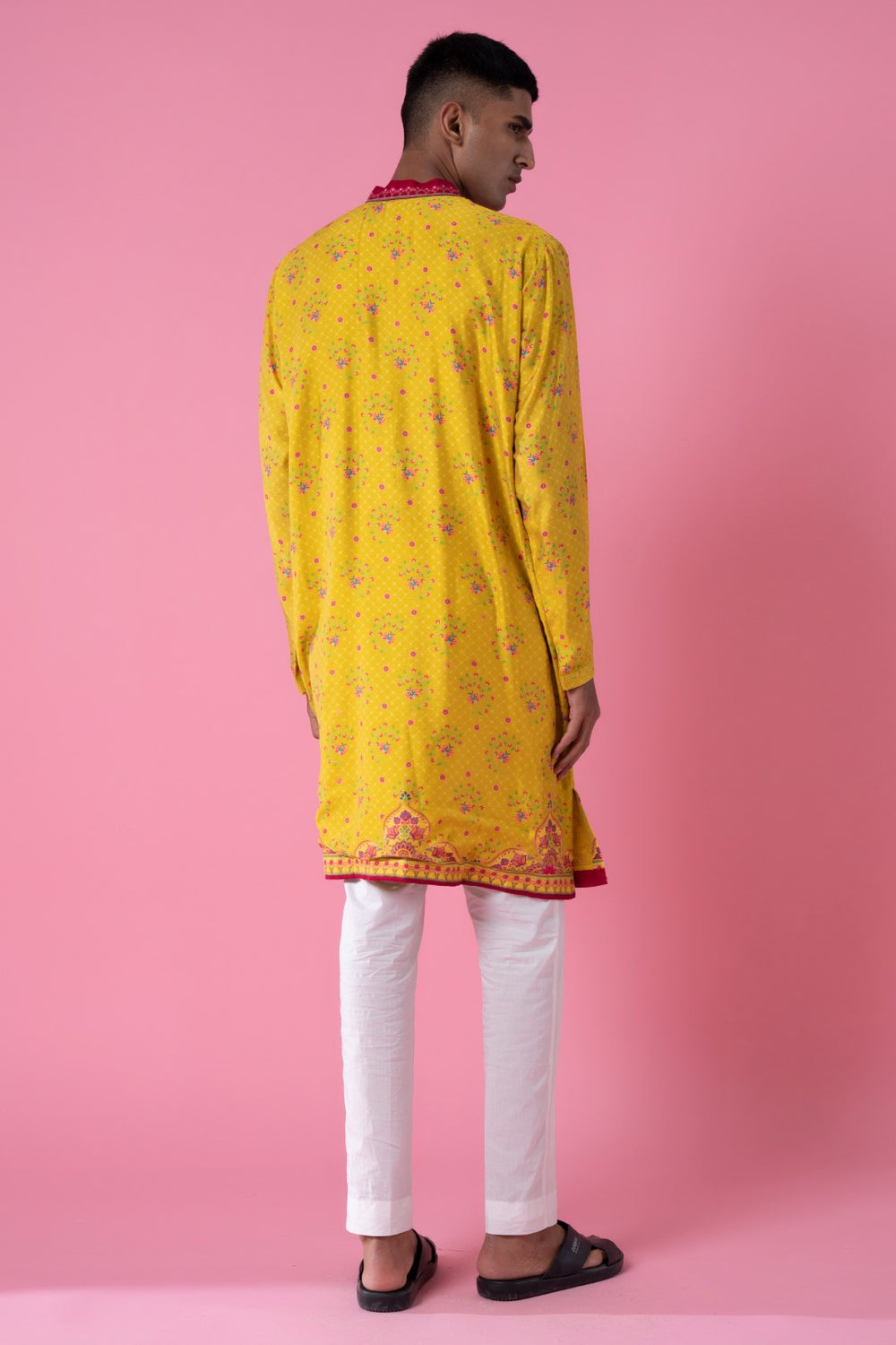 Yellow Ochre Embroidered Kurta Set-Siddhartha Bansal