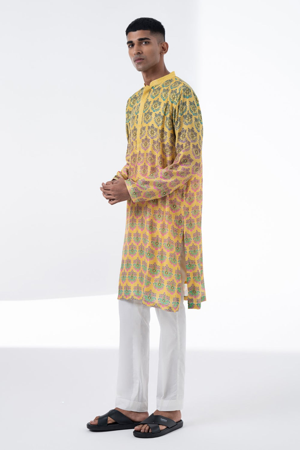 Sunkissed Yellow Ombre Emb. Kurta Set-Siddhartha Bansal
