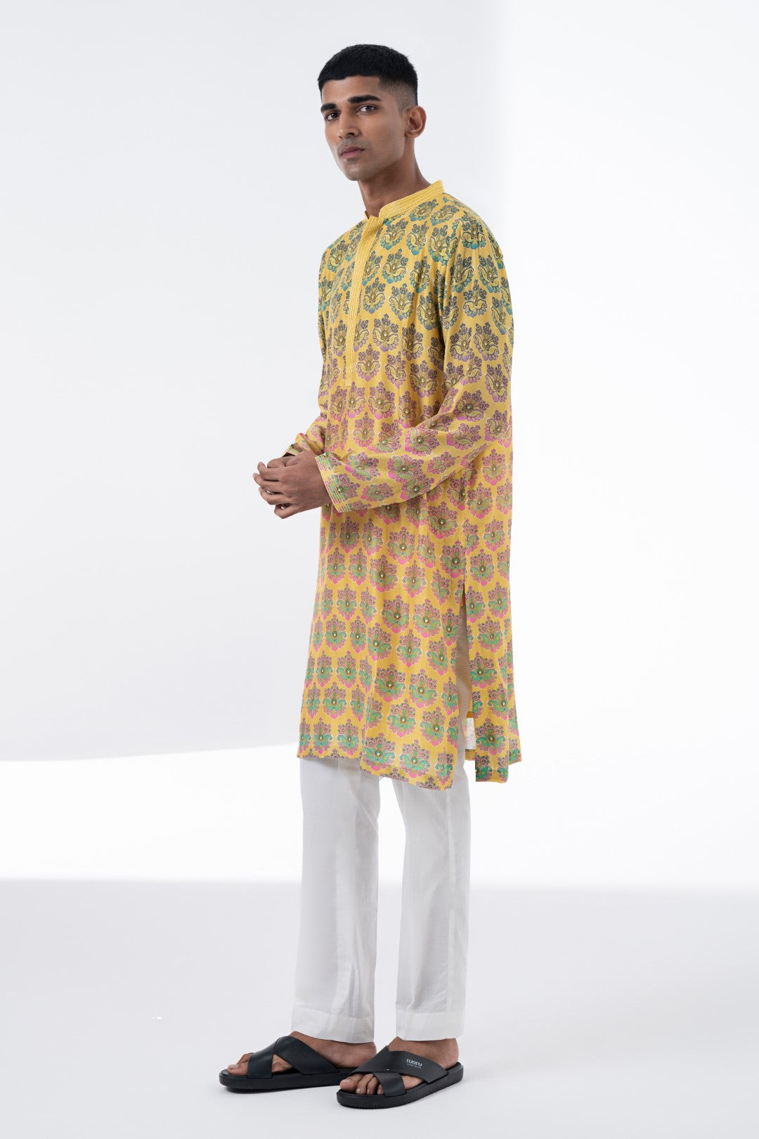 Sunkissed Yellow Ombre Emb. Kurta Set-Siddhartha Bansal