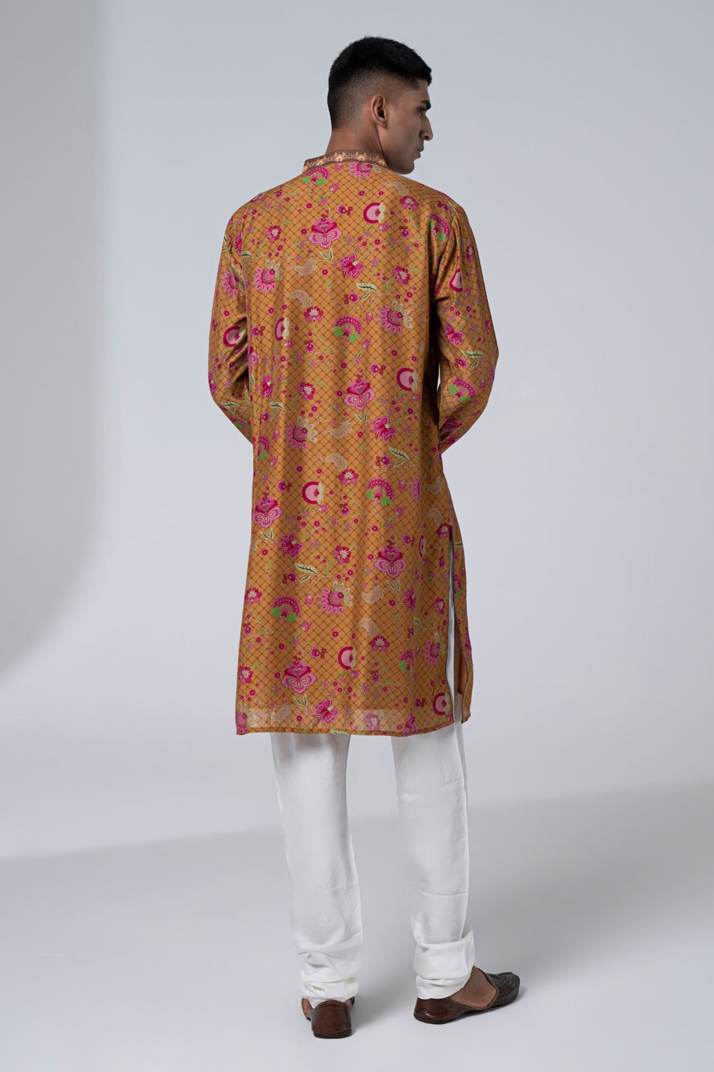 Dark Almond Brown Embroidered Kurta Set-Siddhartha Bansal