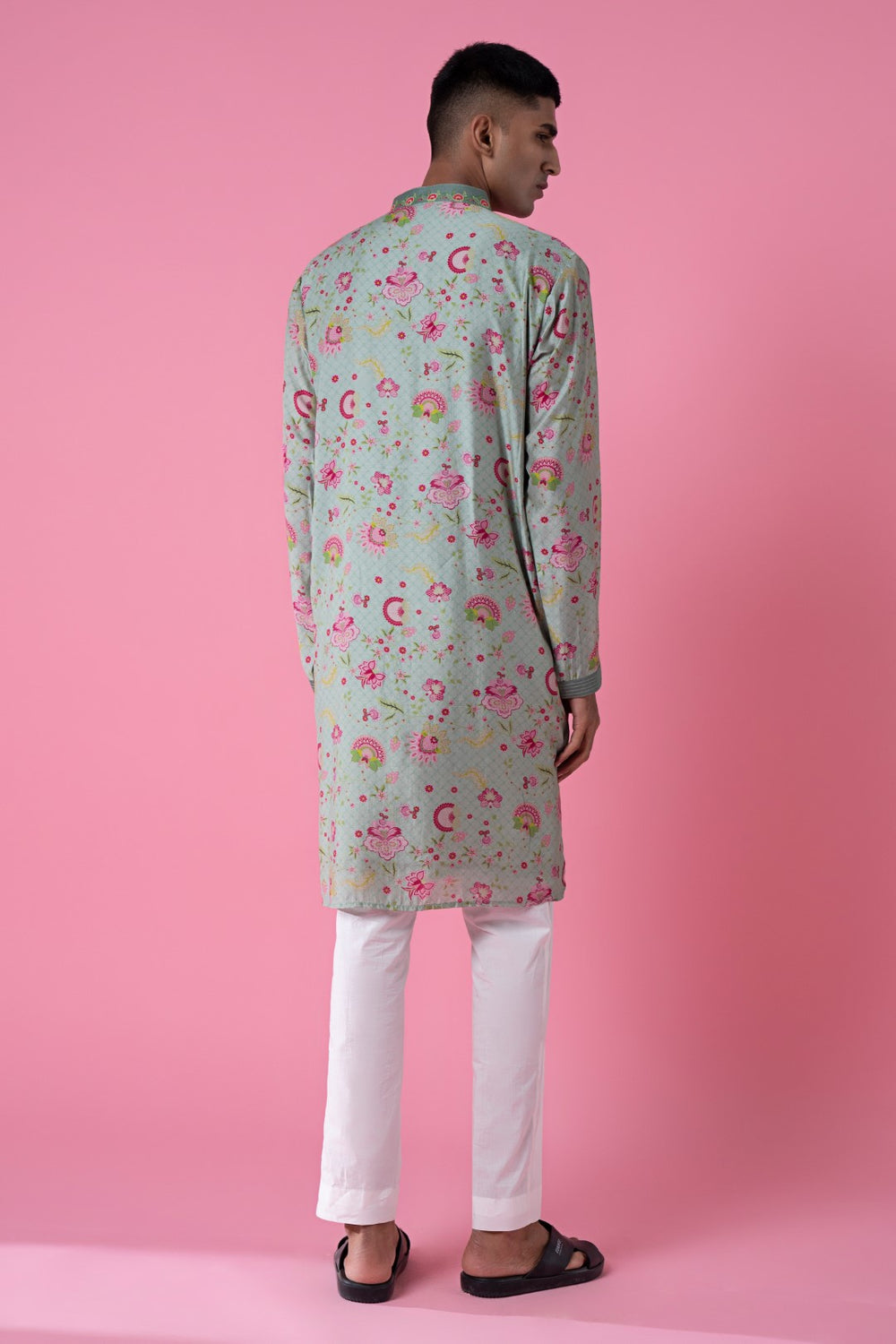 Mint Sage Green Embroidered Kurta Set-Siddhartha Bansal
