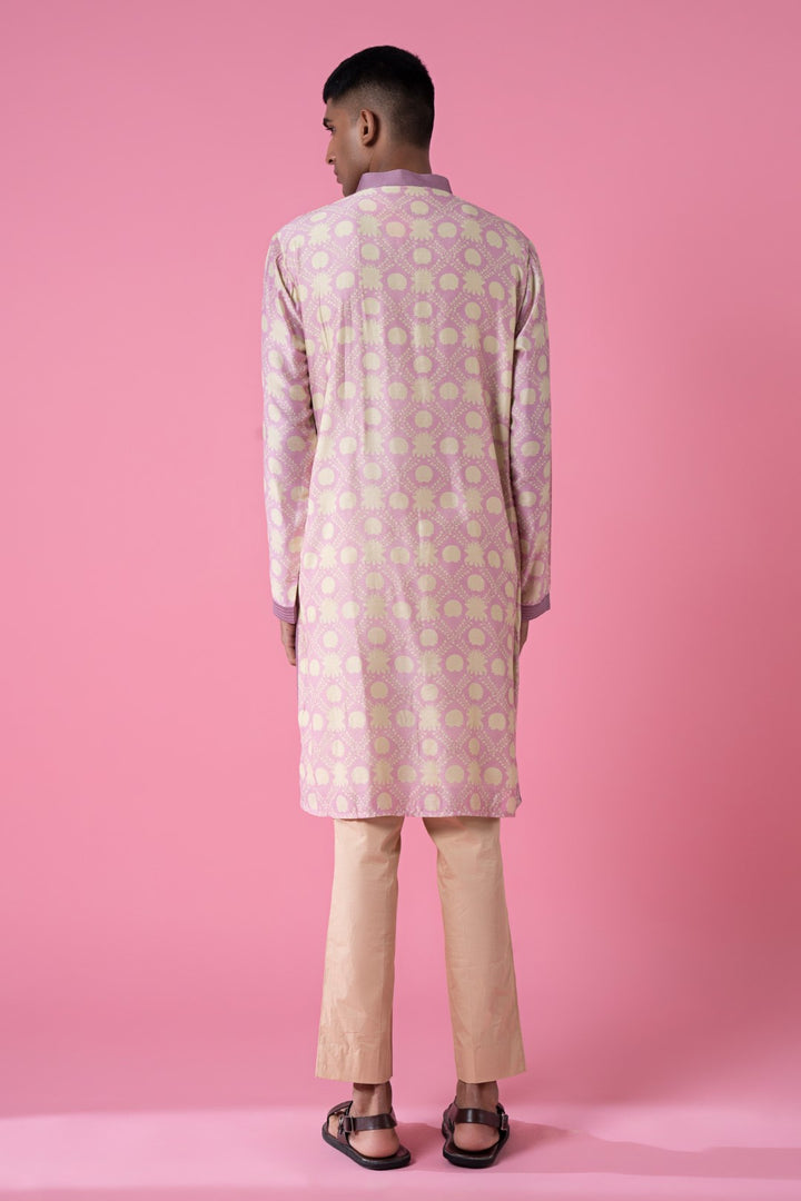 Lilac Embroidered Wild Flower Kurta-Siddhartha Bansal