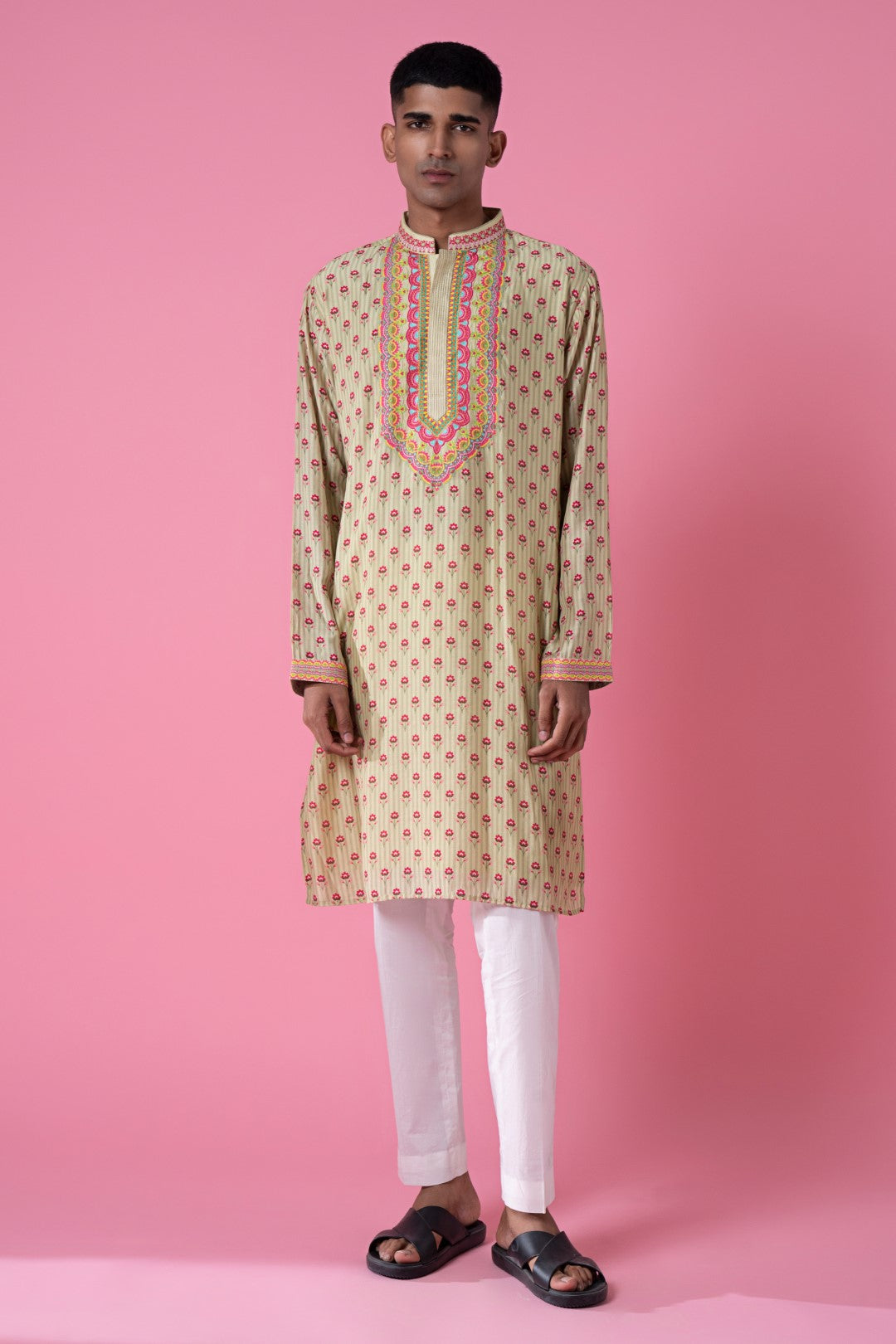 Serene Valley Green Embroidered Kurta Set-Siddhartha Bansal