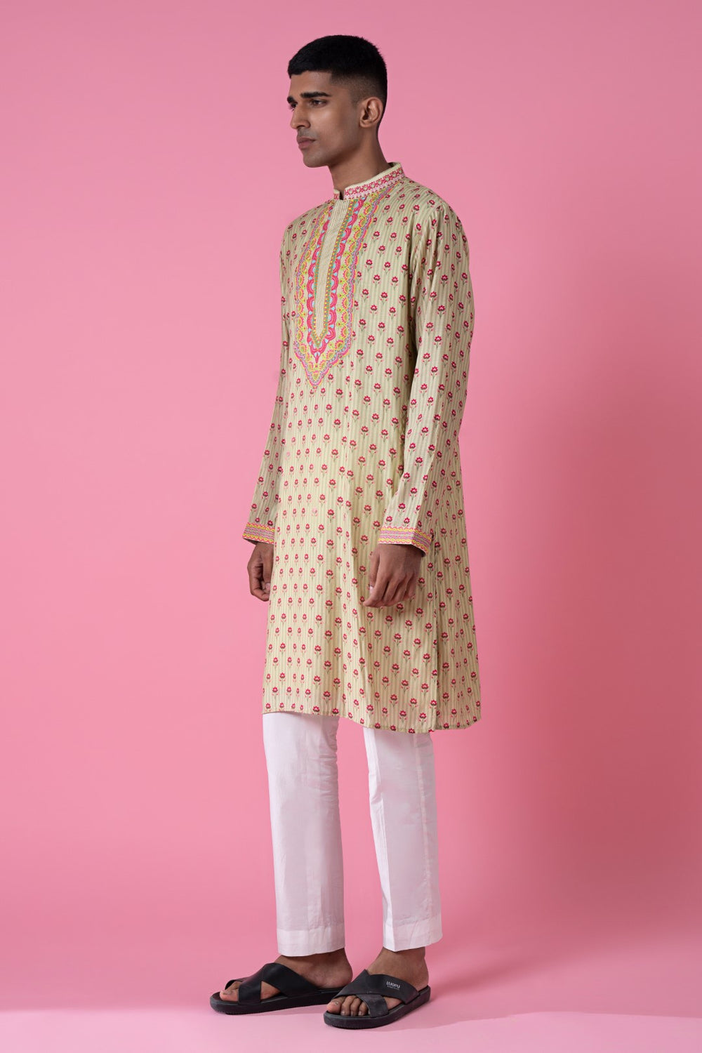Serene Valley Green Embroidered Kurta Set-Siddhartha Bansal