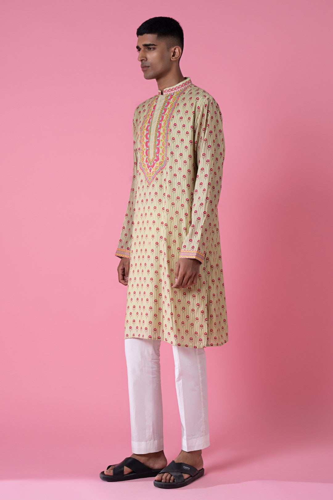 Serene Valley Green Embroidered Kurta Set-Siddhartha Bansal