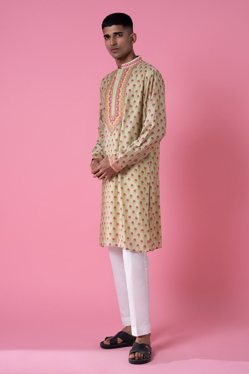 Serene Valley Green Embroidered Kurta Set-Siddhartha Bansal