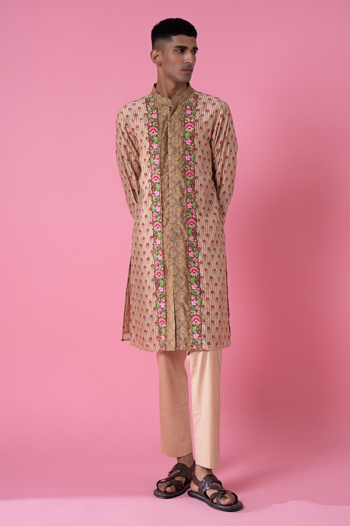 Wild Flower Stylised Embroidered Kurta-Siddhartha Bansal