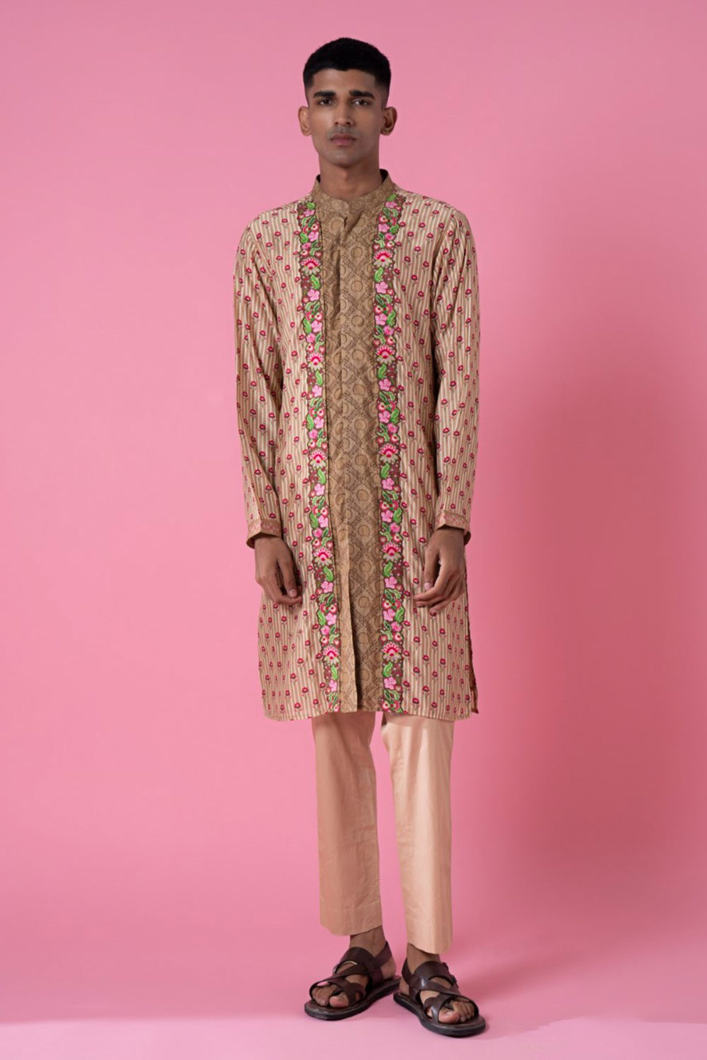 Wild Flower Stylised Embroidered Kurta-Siddhartha Bansal