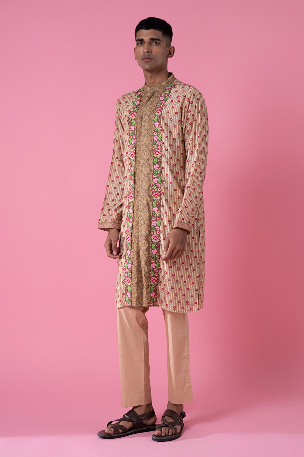 Wild Flower Stylised Embroidered Kurta-Siddhartha Bansal