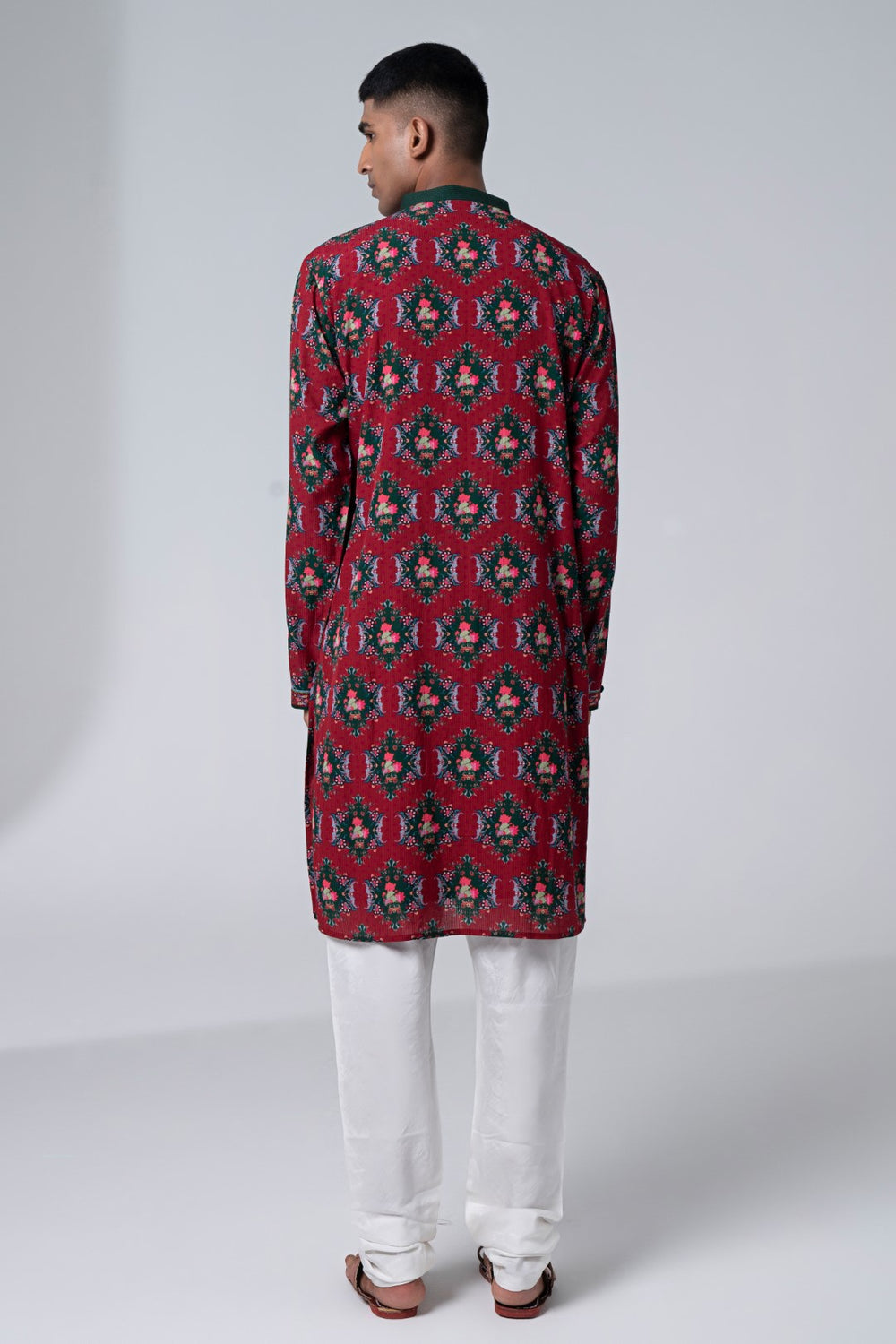 Burgundy Royal Chintz Embroidered Kurta-Siddhartha Bansal