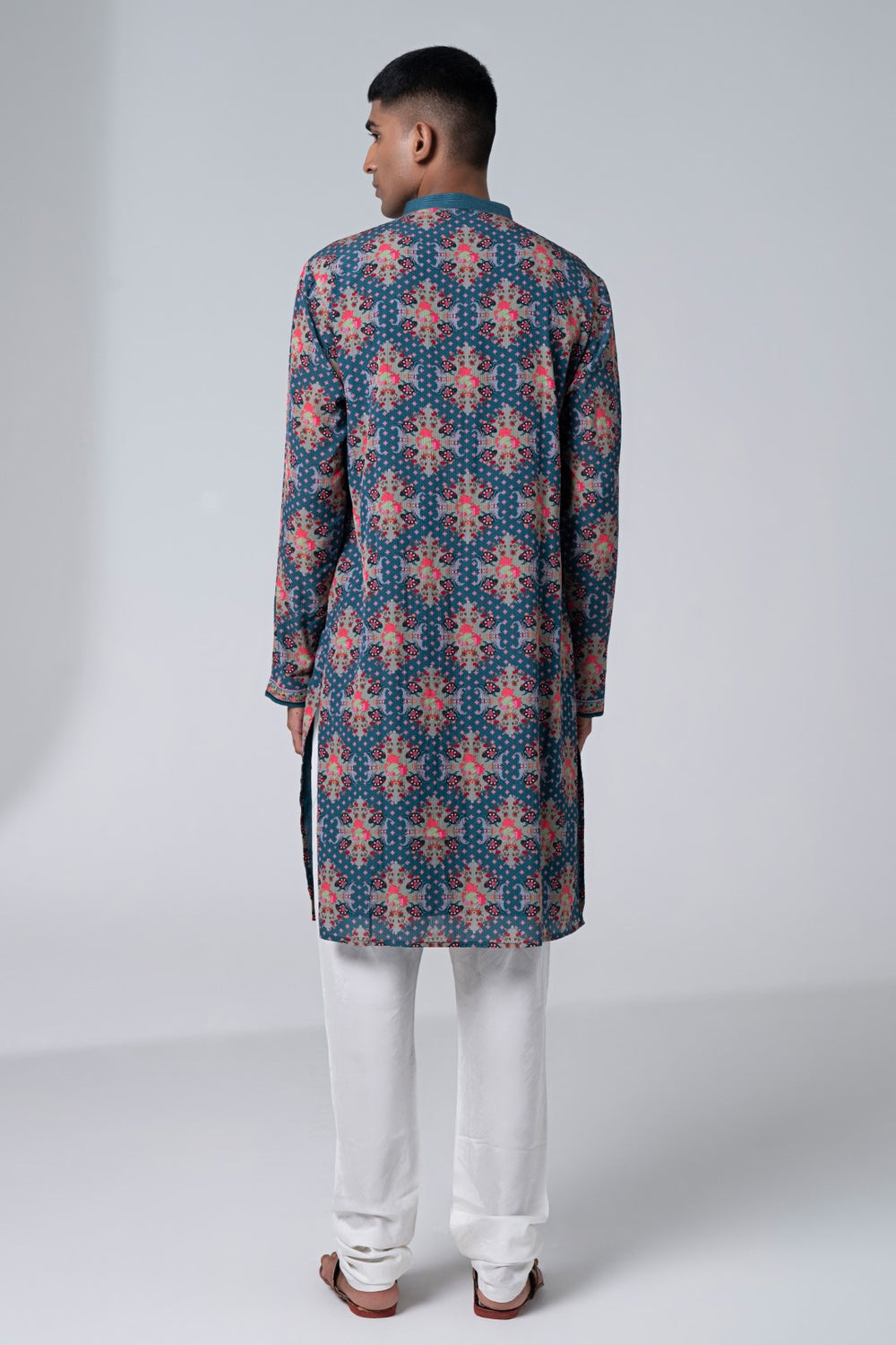 Mulberry Grey Royal Paisely Embroidered Kurta Set-Siddhartha Bansal