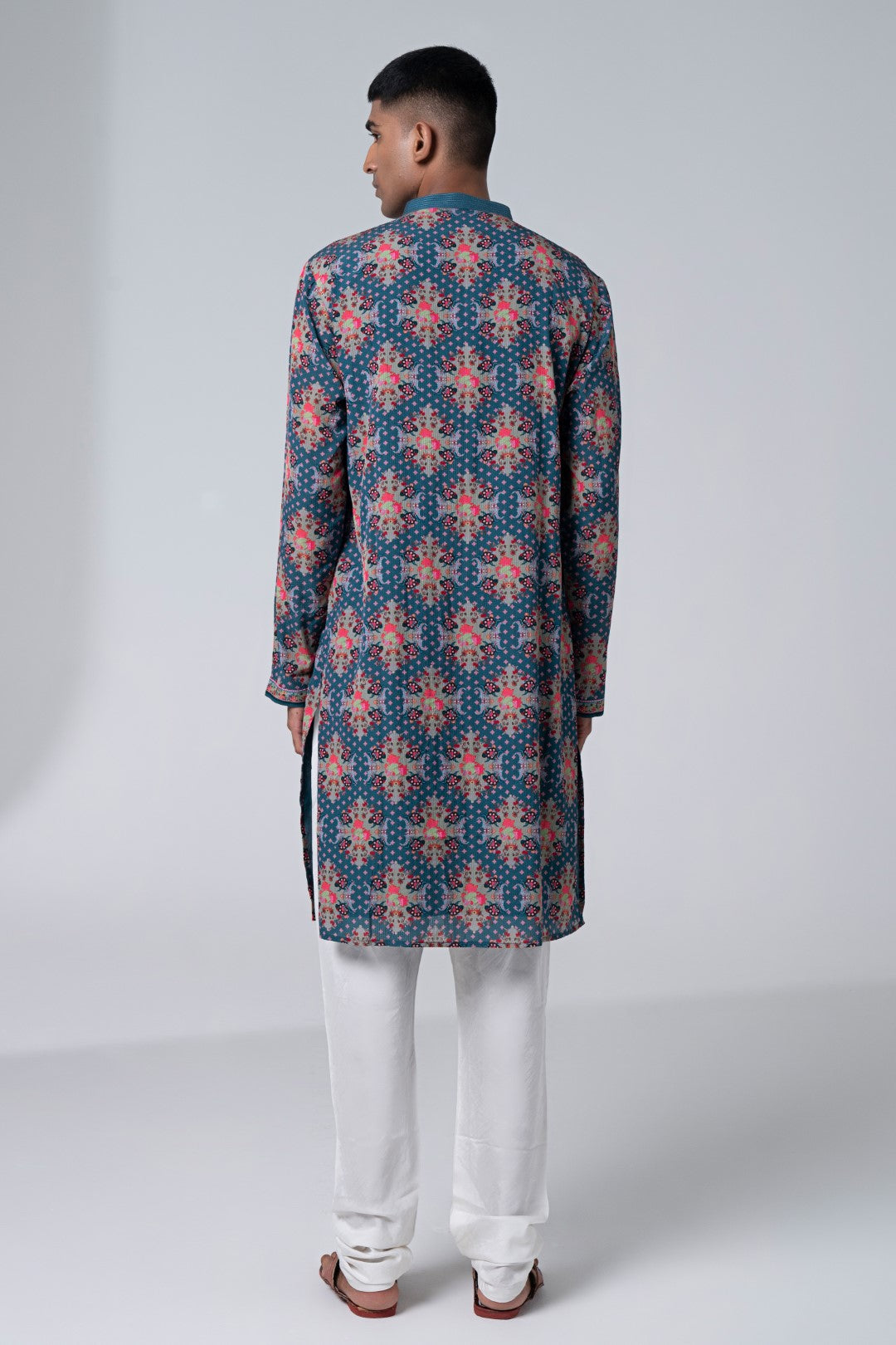 Mulberry Grey Royal Paisely Embroidered Kurta Set-Siddhartha Bansal