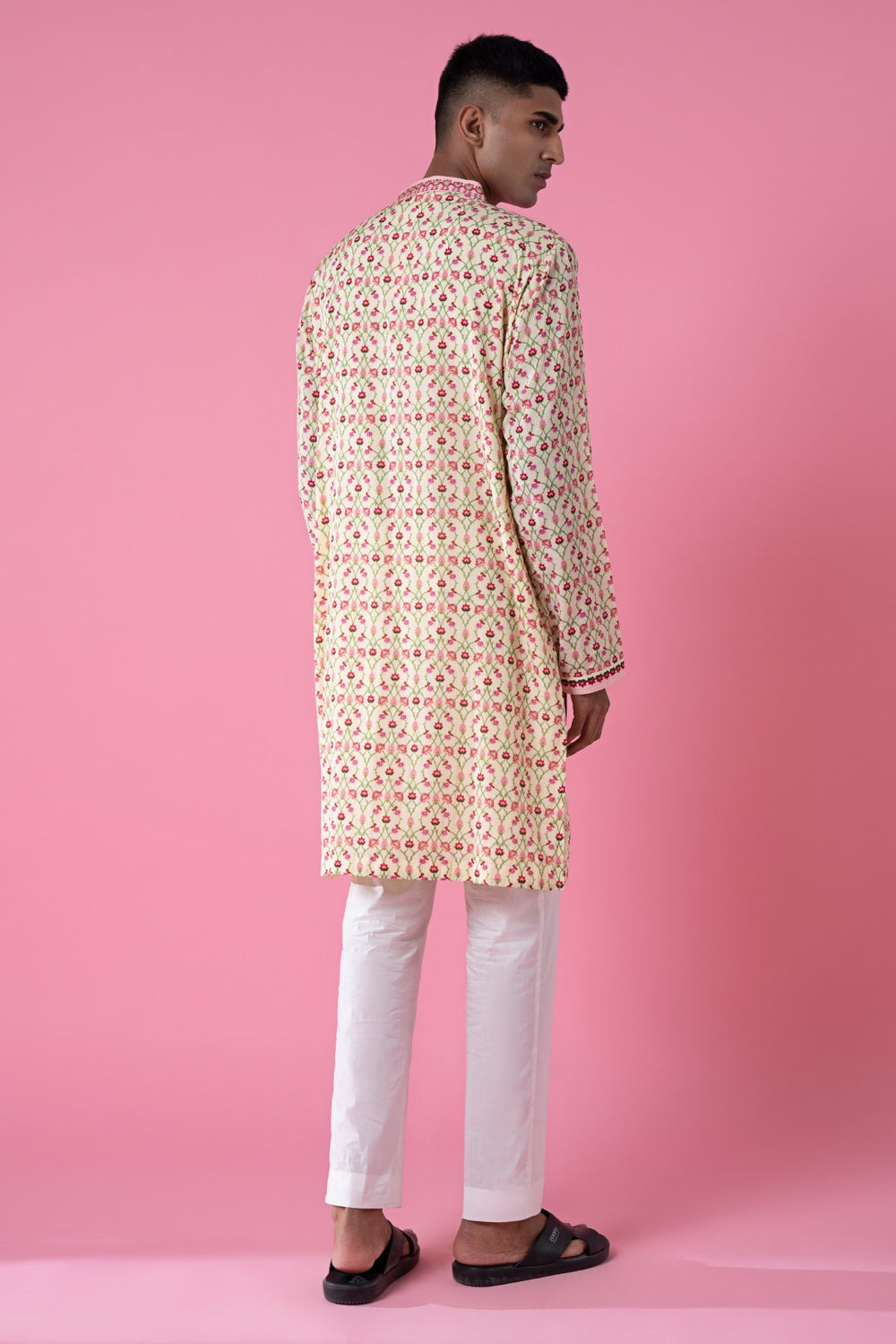 Air Breeze Ivory Printed Kurta Set-Siddhartha Bansal