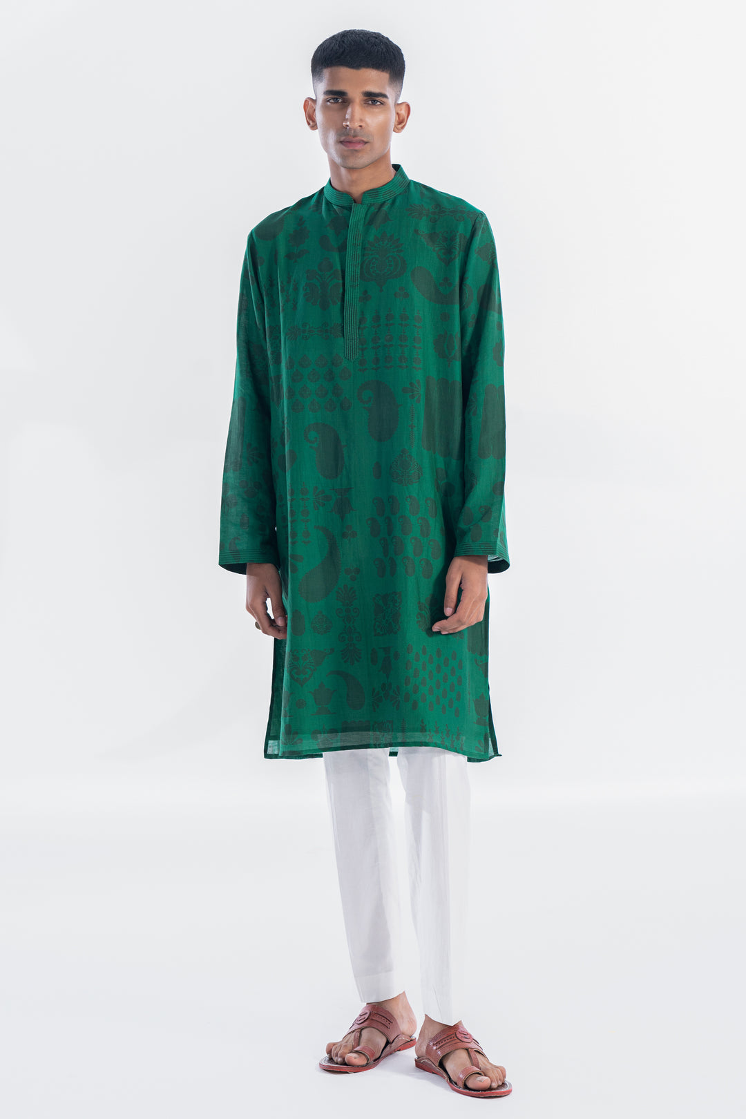 Emerald Printed Kurta Set-Siddhartha Bansal