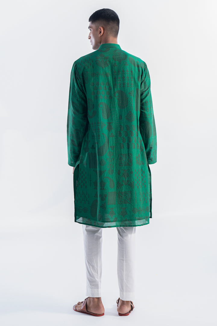 Emerald Printed Kurta Set-Siddhartha Bansal