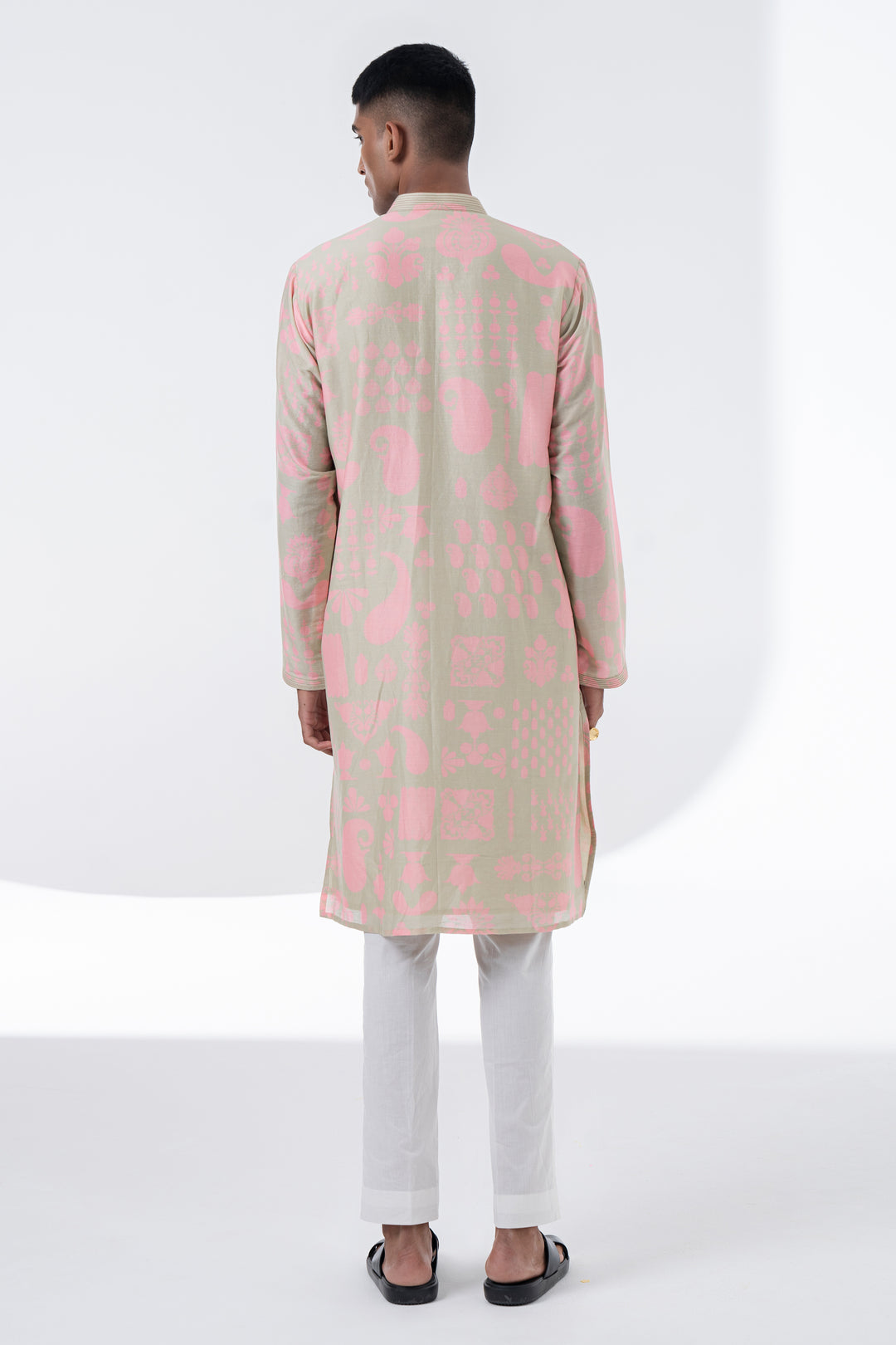 Lavender Hush And Powder Pink Printed Kurta Set-Siddhartha Bansal