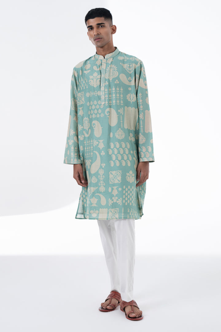 Sea Surf Printed Kurta Set-Siddhartha Bansal
