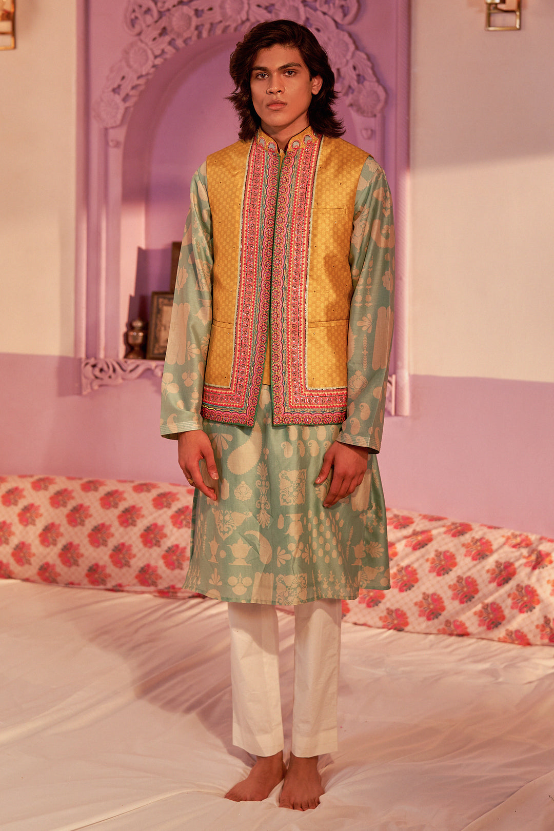 Sea Surf Printed Kurta Set-Siddhartha Bansal