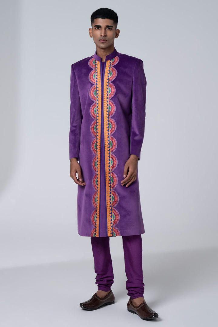 Sb Signature Purple Sherwani Set-Siddhartha Bansal