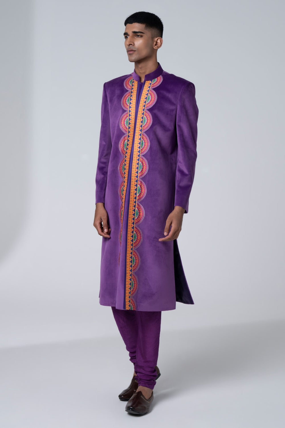 Sb Signature Purple Sherwani Set-Siddhartha Bansal