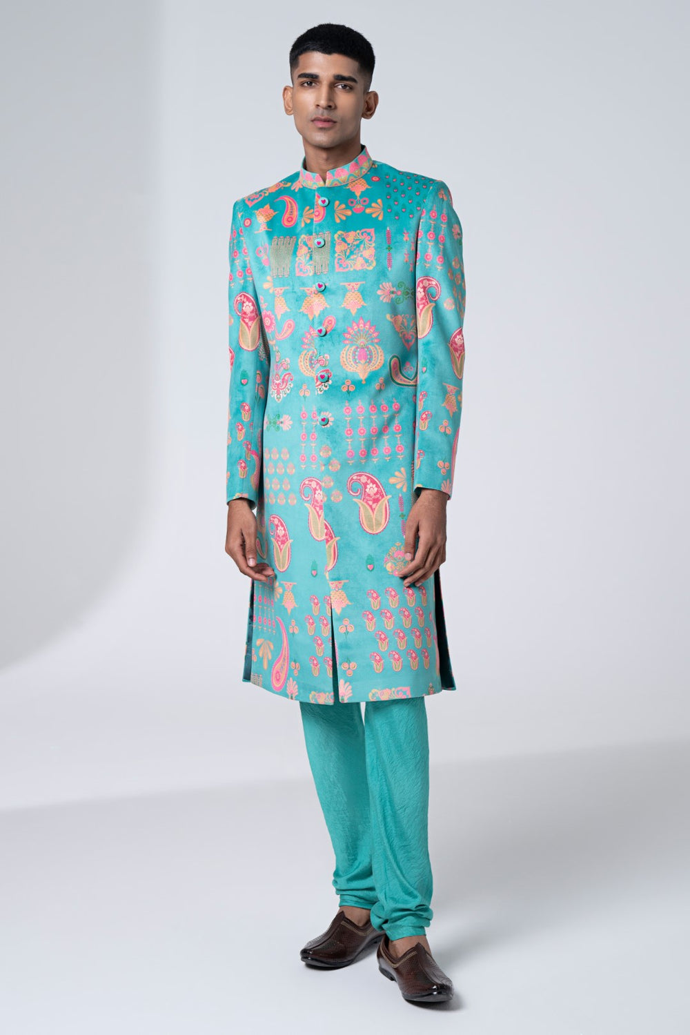 Sb Signature Sea Green Sherwani Set-Siddhartha Bansal