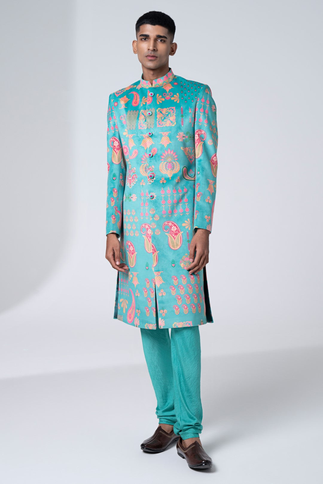 Sb Signature Sea Green Sherwani Set-Siddhartha Bansal