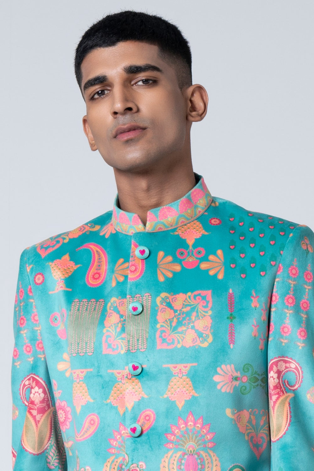 Sb Signature Sea Green Sherwani Set-Siddhartha Bansal